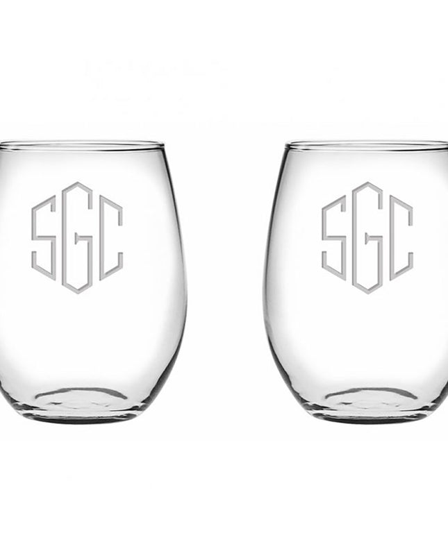 Personalized stemless wine glass — custom monogram or name, vinyl personalization included