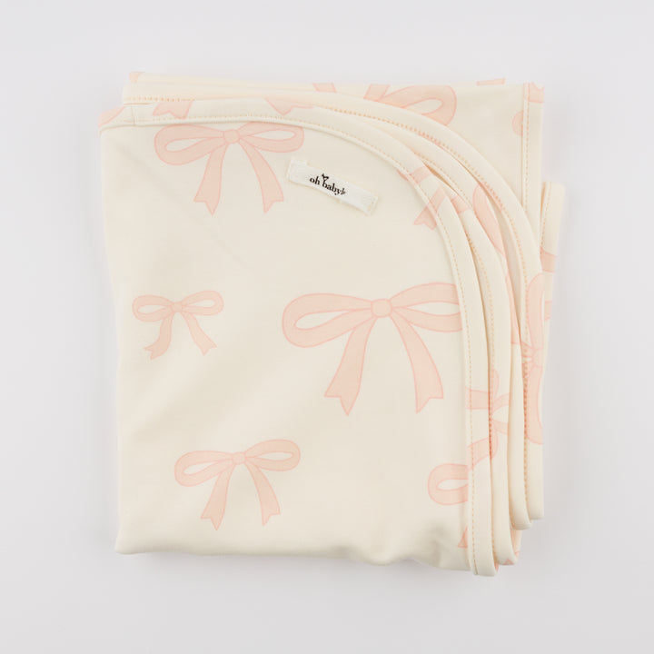 Pink Big Bows Swaddle Blanket