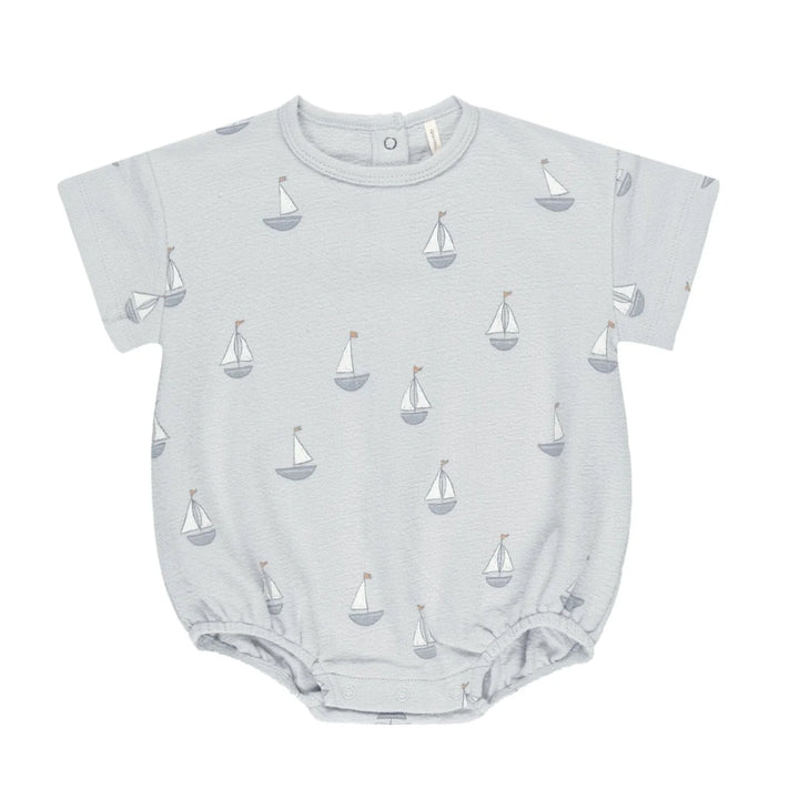 Relaxed Short Sleeve Bubble Romper Sailboats