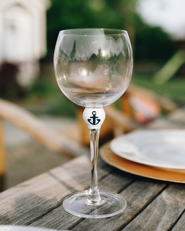 The Giving Glass Anchor wine glass — nautical gift, portion donated to charity