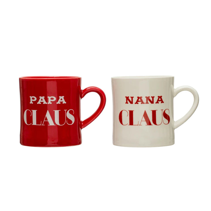 Stoneware Mug "Nana/Papa Claus", 2 Styles