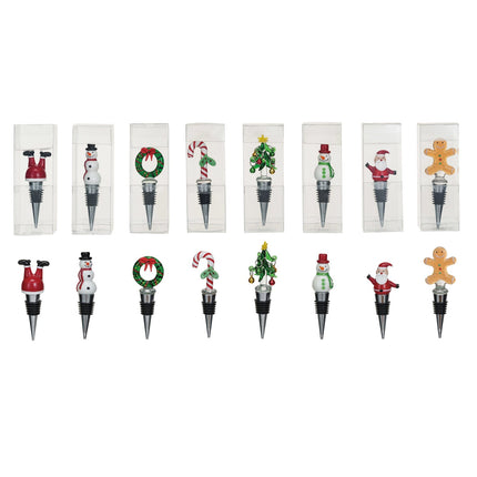 Creative Co-op Zinc Alloy Wine Stopper with Hand-Painted Glass Holiday Icon, 8 Assorted Styles