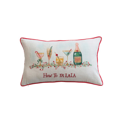 Cocktail Lumbar Pillow with Embroidery