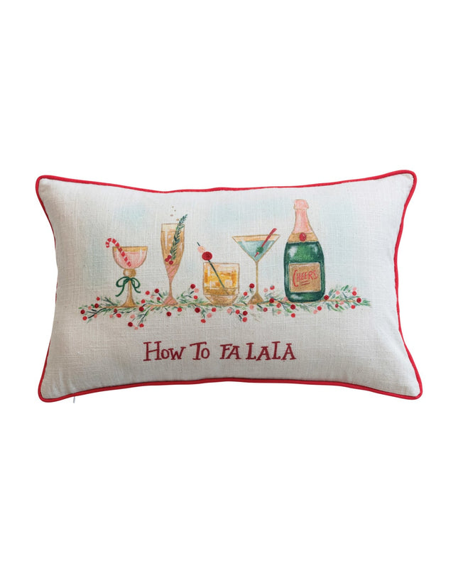 Cocktail Lumbar Pillow with Embroidery