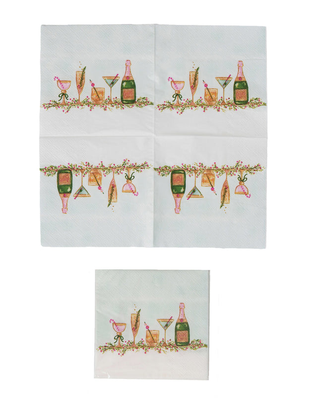 Creative Co-op holiday cocktail print paper napkins, 50-pack