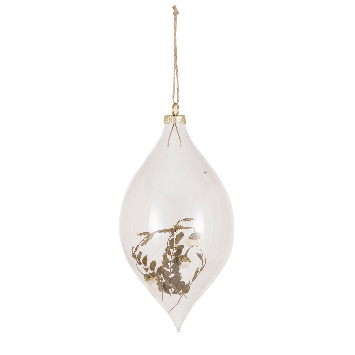 Glass Finial Ornament w/Dried Botanicals