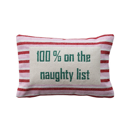 "100% On The Naughty List" Pillow