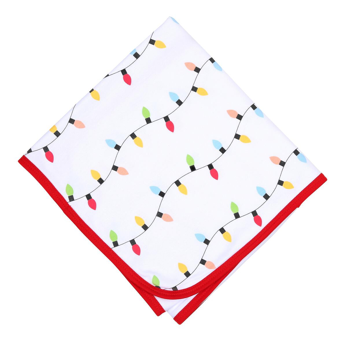 Holiday Lights Red Printed Receiving Blanket