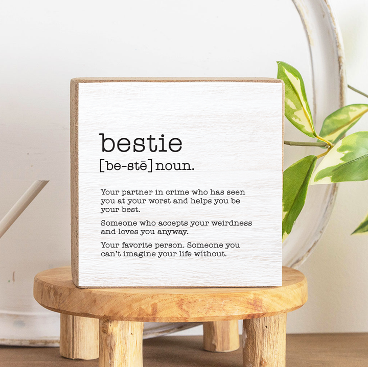 Bestie Definition Decorative Wooden Block