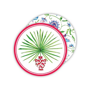 ROUND COASTERS - POTTED PALM PINK