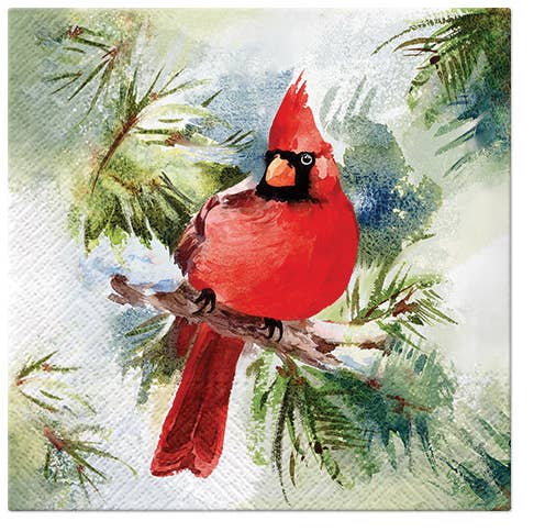 Winter Cardinal Lunch Napkins - Christmas Paper Napkins