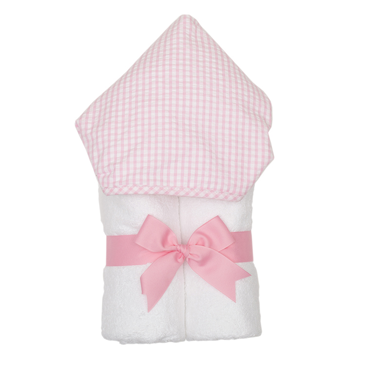 Personalized Pink Check Hooded Towel