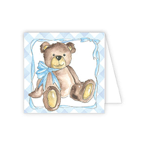 Blue Teddy Bear with Blue Bow Enclosure Card