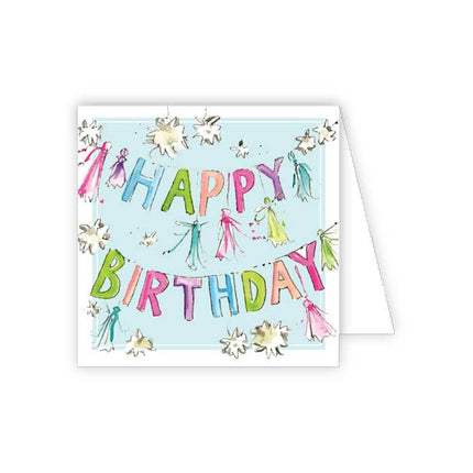 Handpainted Happy Birthday Tassel Banners Enclosure Card