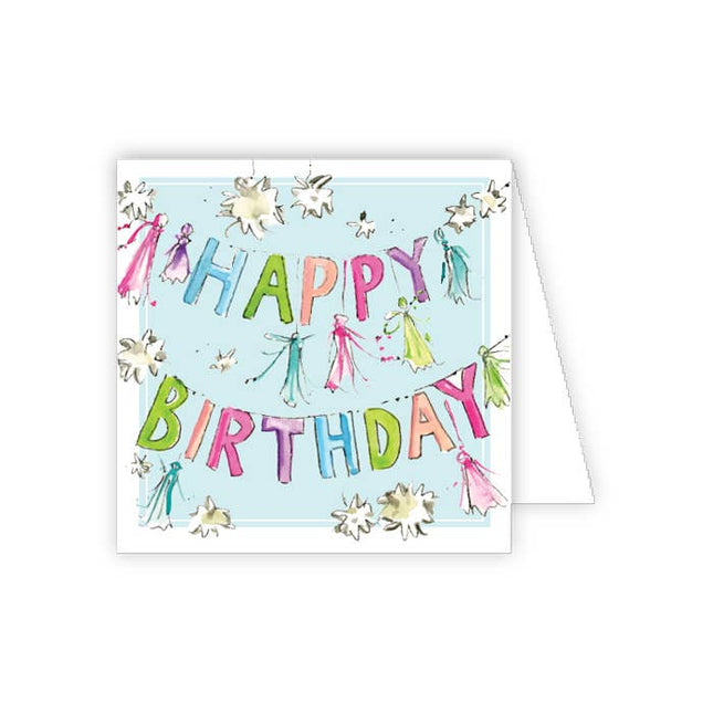 Handpainted Happy Birthday Tassel Banners Enclosure Card