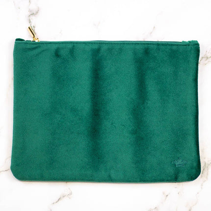 Velvet Cosmetic Bag   Dark Green   9x6.5