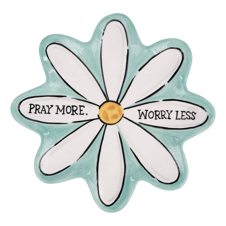 Pray more worry less Daisy Trinket Tray