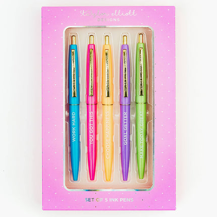 Motivational pen set in gift box — inspirational stationery, teacher and birthday gift