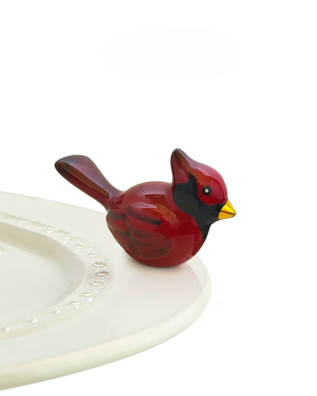 Nora Fleming Winter Songbird Cardinal Mini — Christmas decorative attachment for Nora Fleming serveware