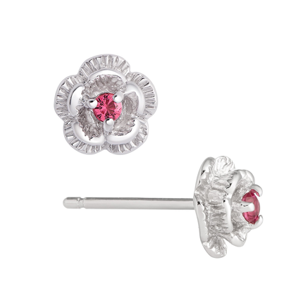 3D flower CZ stud earrings sterling silver — children's jewelry, birthday and flower girl gift