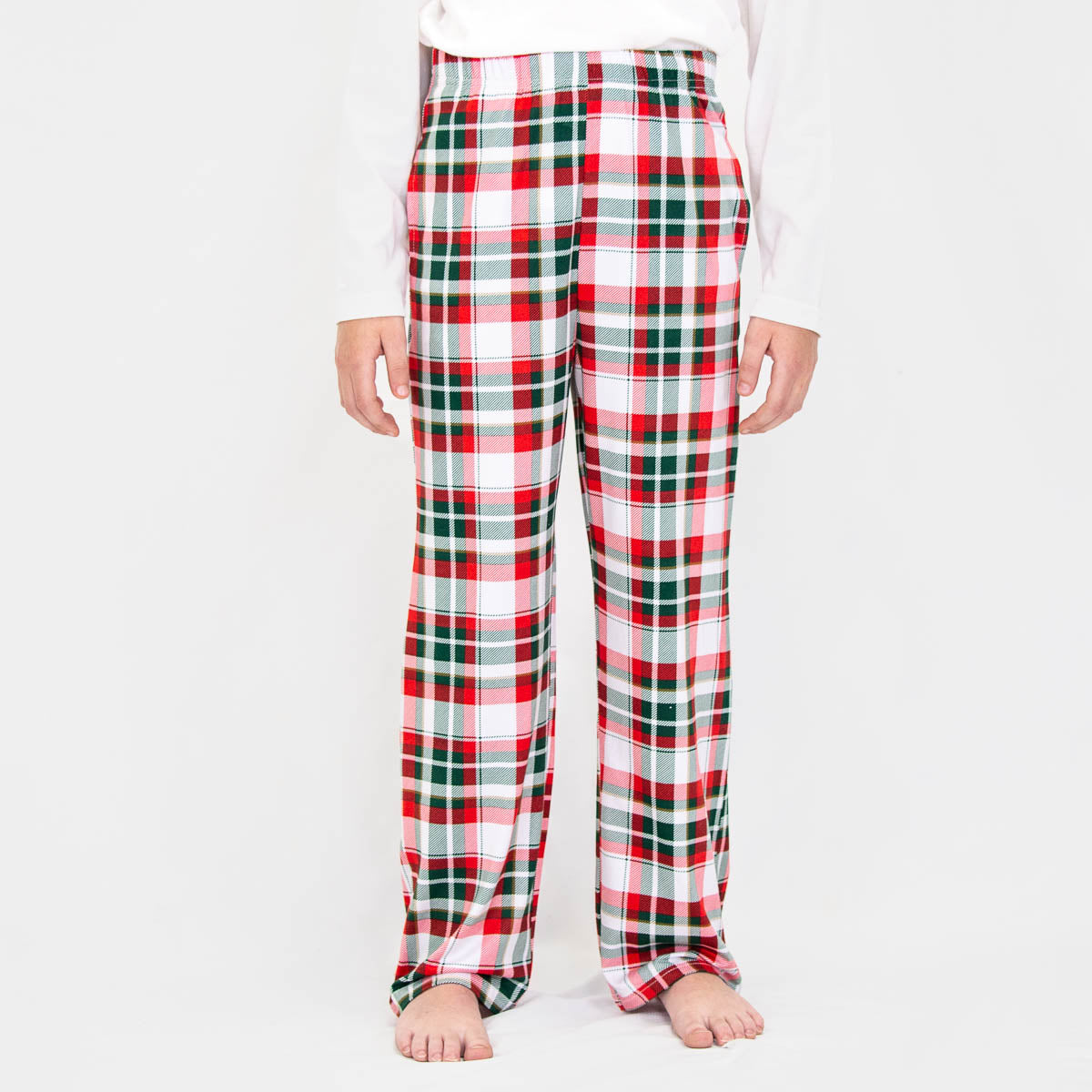 Youth Pajama set; Mansfield Plaid Sleep Pants with Long Sleeve Crew neck
