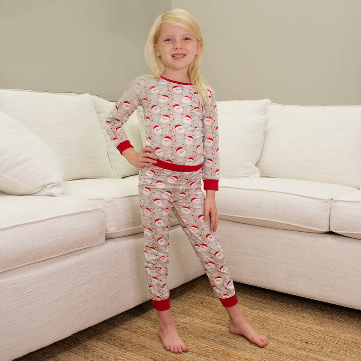 Kid's Cheerful Santa Long Sleeve Pajamas