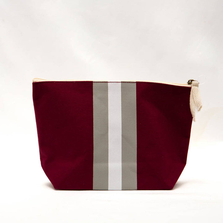 Personalized Campus Stripe Cosmetic   Maroon/White/Gray