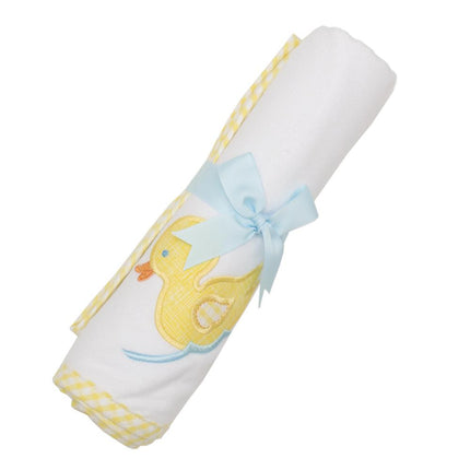 Yellow duck swaddle blanket — soft gender neutral baby shower gift