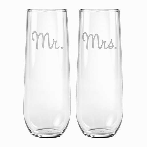 Mr. and Mrs. Stemless Champagne Flute