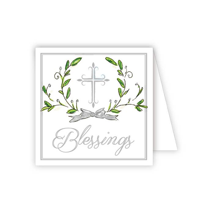 Blessings Pewter Cross with Laurel Enclosure Card