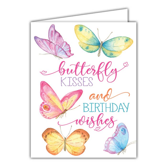 Butterfly Kisses and Birthday Wishes Small Folded Greeting Card