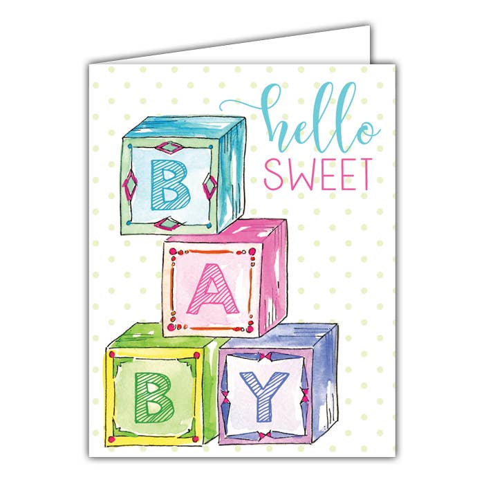 Baby Blocks Small Folded Greeting Card