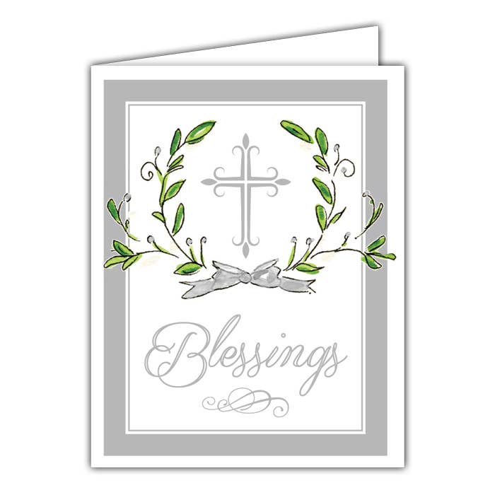 Pewter Blessings Cross Small Folded Greeting Card