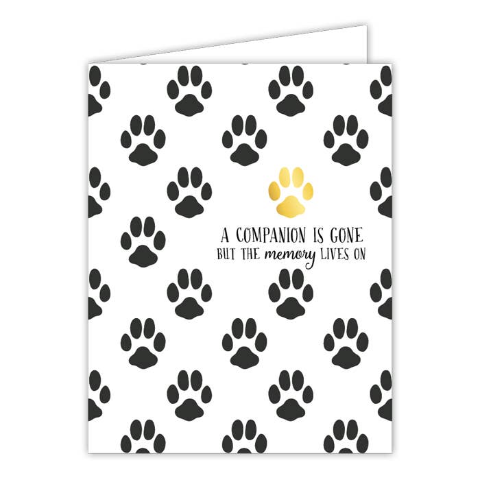 A Companion Is Gone Puppy Prints Small Folded Greeting Card
