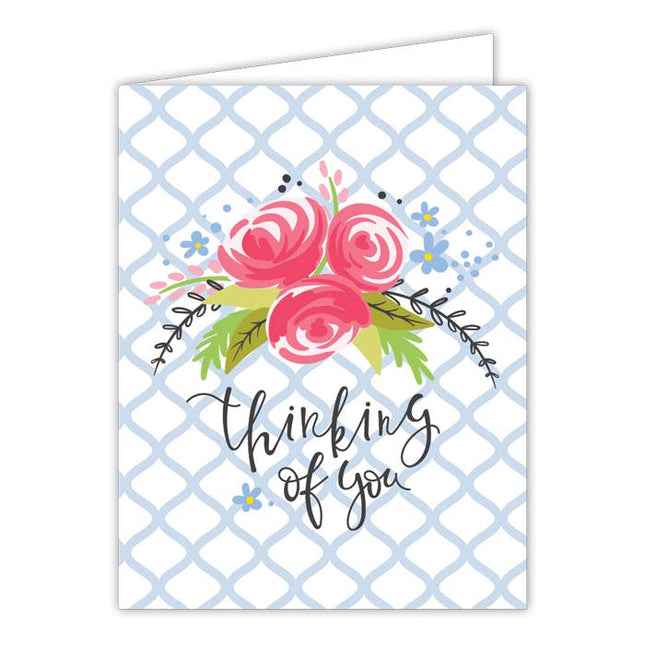 Thinking of You floral small folded greeting card — sympathy and friendship card