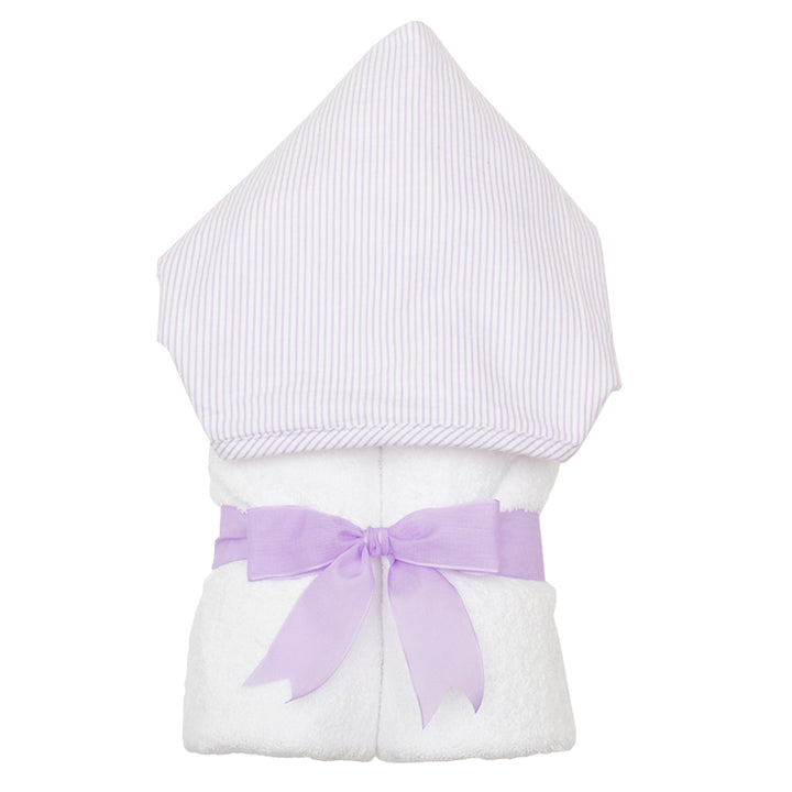 Personalized Lilac Seersucker Stripe  Hooded Towel