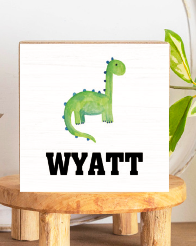 Personalized Dino Decorative Wooden Block