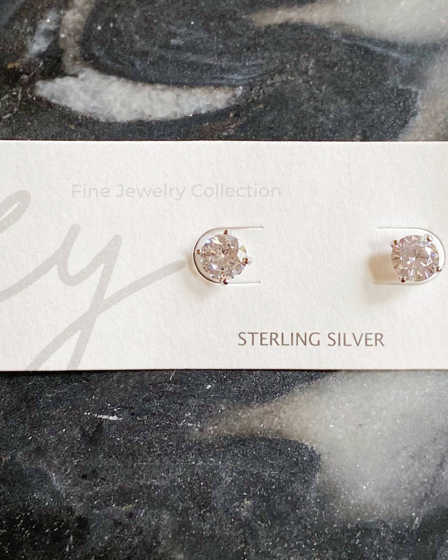 Brilliant cut sterling silver stud earrings — classic children's and everyday jewelry gift