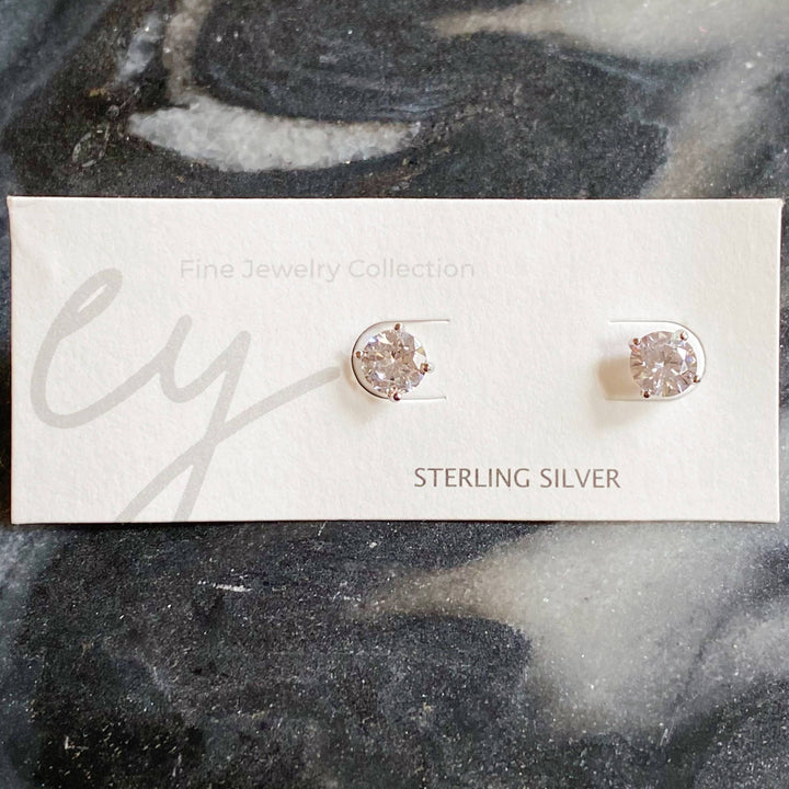 Brilliant Cut Sterling Silver Stud Earrings