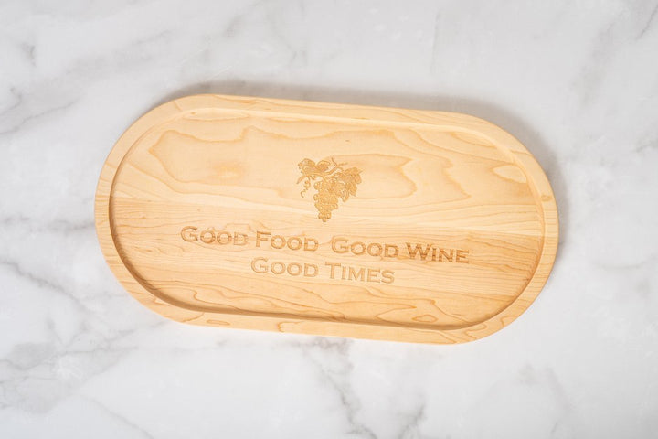 Good Food Good Wine Good Times Oval Maple Cutting Board