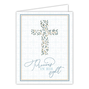 Precious In His Sight Blue Cross Greeting Card