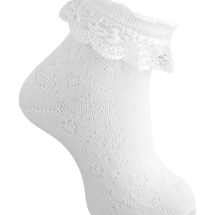 Ankle socks with lace white — sweet baby and toddler socks, baby shower gift