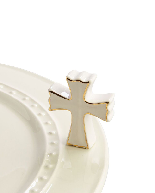 Nora Fleming Cross Mini — faith decorative attachment for Nora Fleming serveware, baptism and communion gift