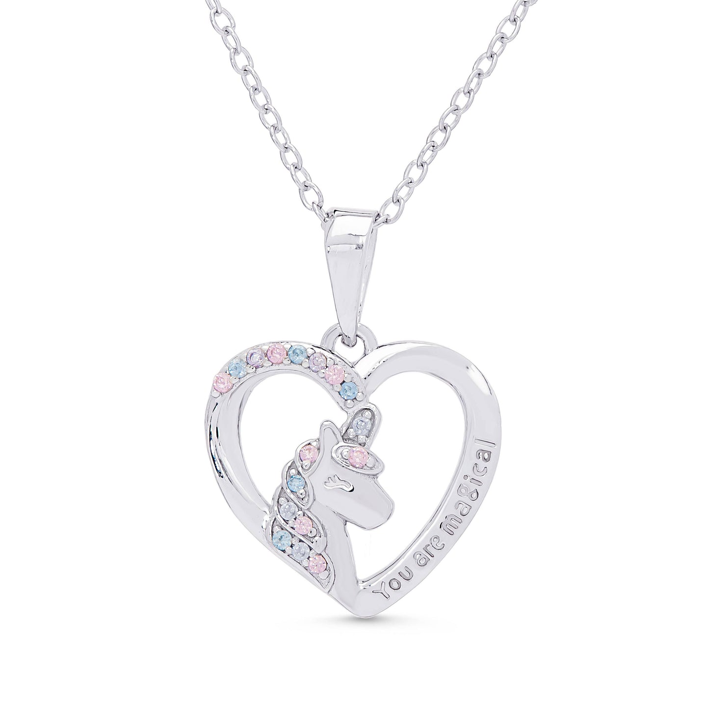 You Are Magical' Unicorn CZ Necklace in Sterling Silver