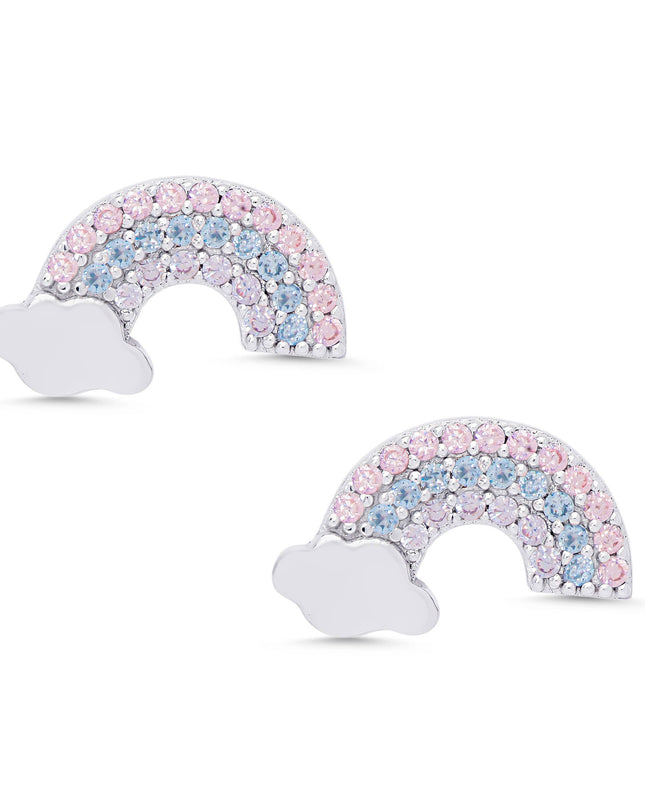 CZ Rainbow Stud Earrings in Sterling Silver