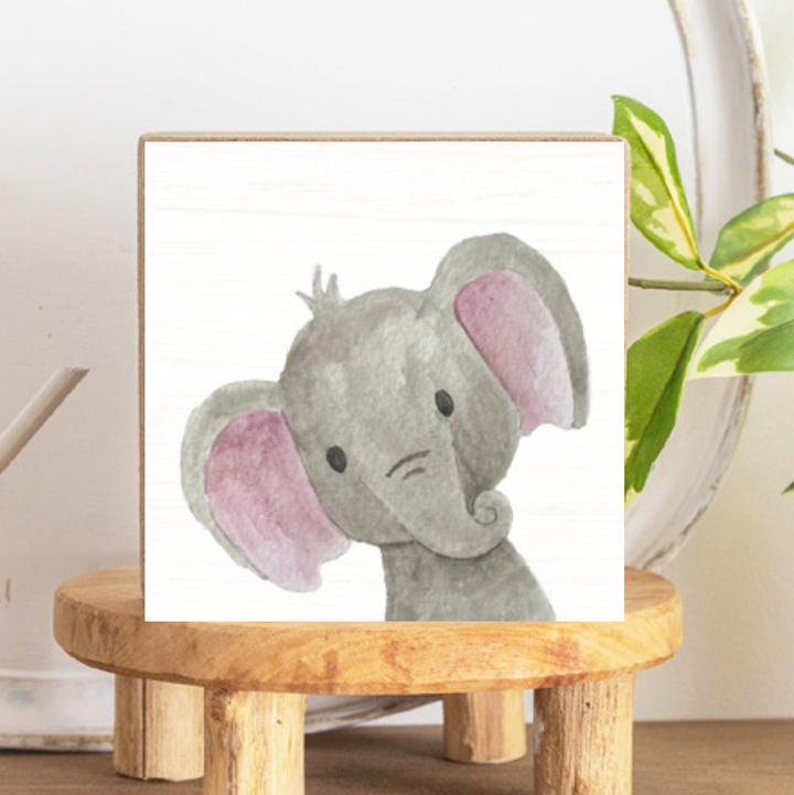 Elephant Decorative Wooden Block