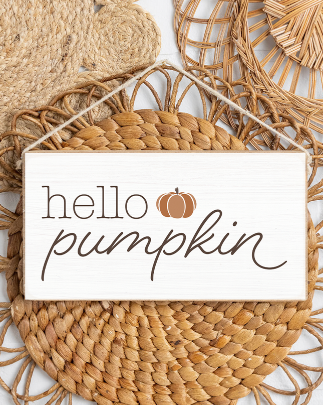 Hello Pumpkin Twine Hanging Sign