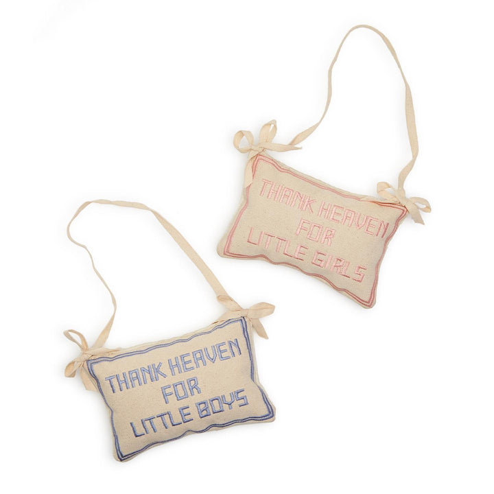 Thank Heaven Embroidered Pillow Door Hanger Decor