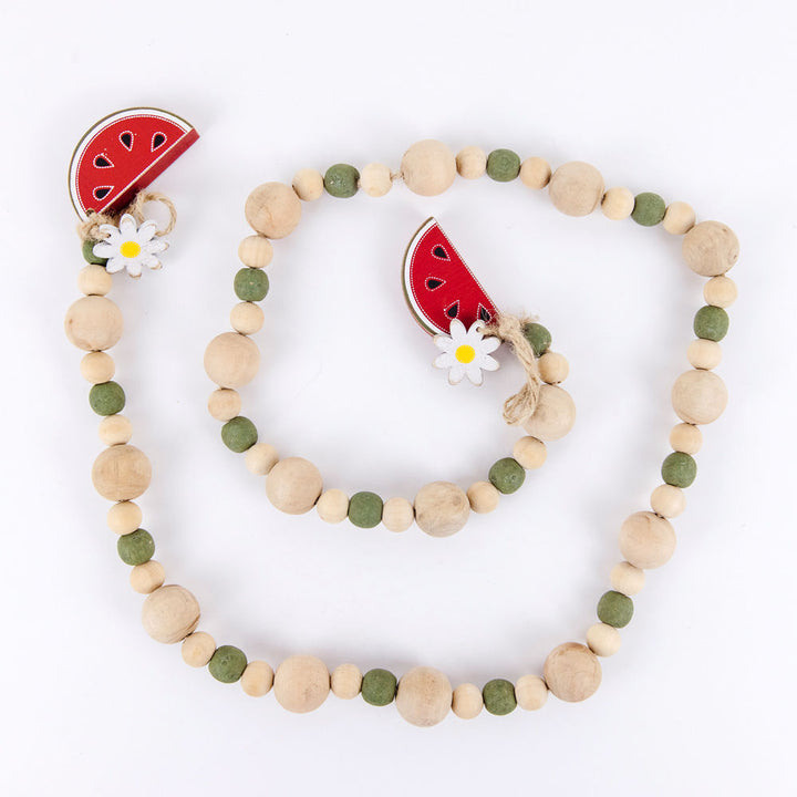 Wood Garland With Watermelon Tassels