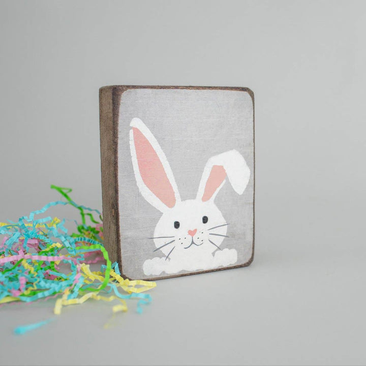 Peeking Bunny Decorative Wooden Block